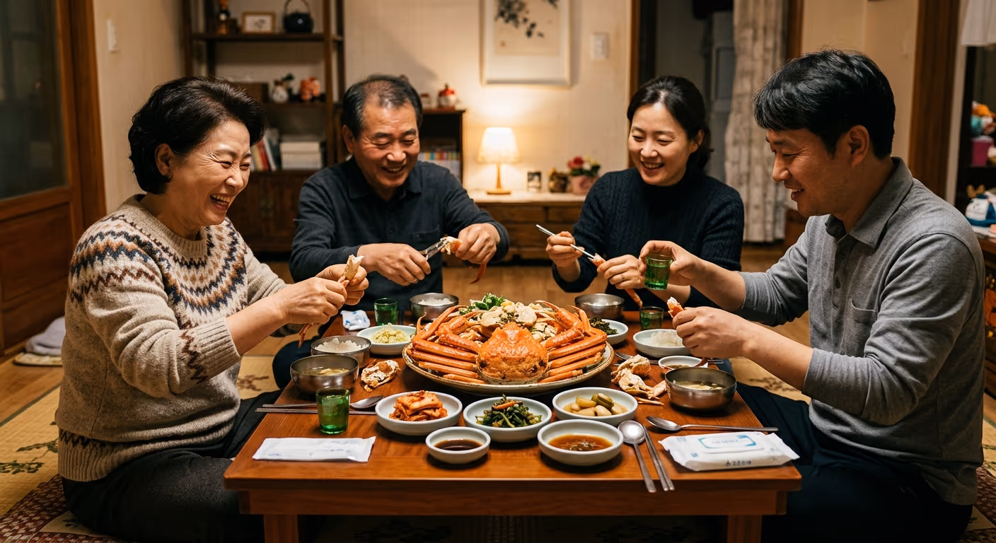 부산 청해왕대게 활대게로 차려진 가족 식탁 — 산지 0단계·25년의 결과가 모이는 자리