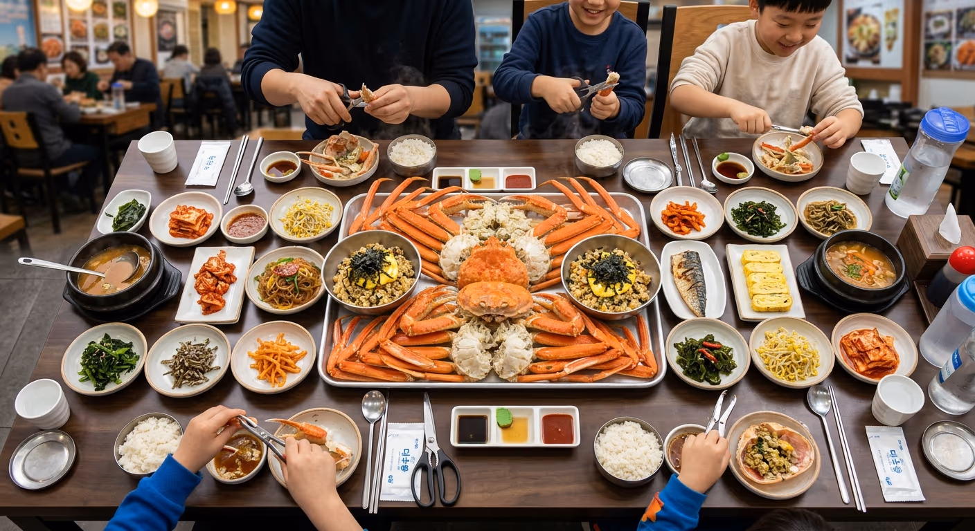 대게 1인분 양 — 432명 주문 데이터로 검증한 인원별 추천 kg·구성·예산 가이드 — 현장 사진 2, 기장 청해왕대게 25년차 활어상 정영진 대표 촬영