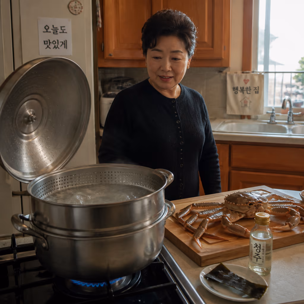 활대게 받았을 때 30분 체크리스트 — 다리 움직임·입 거품·등껍질 색, 25년차의 결정 기준 — 갤러리 2, 기장 청해왕대게 현장 사진