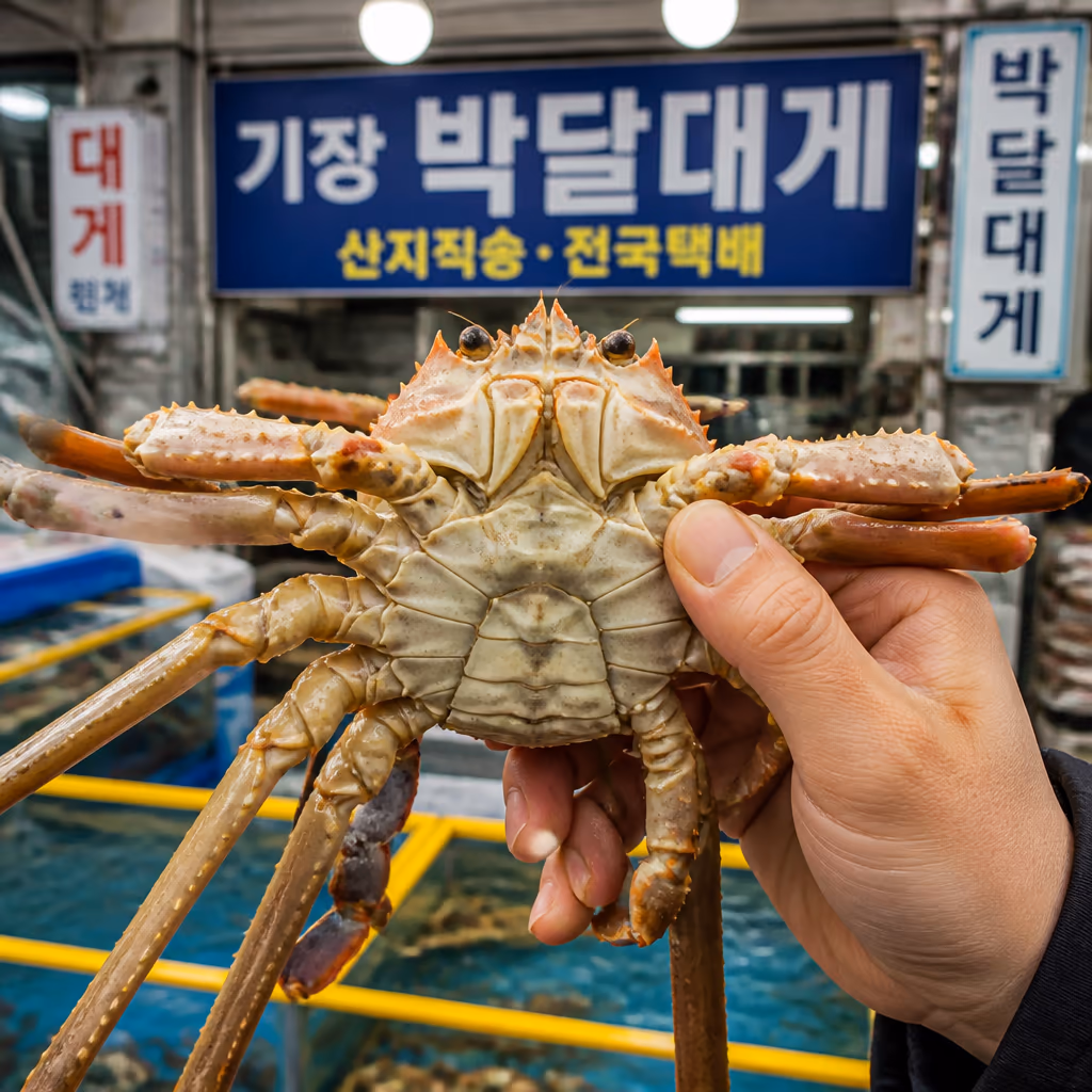 오늘 새벽 경매, 박달급 대게 12kg 낙찰 — 9마리 전량 단골 배정 완료 — 갤러리 4, 기장 청해왕대게 현장 사진