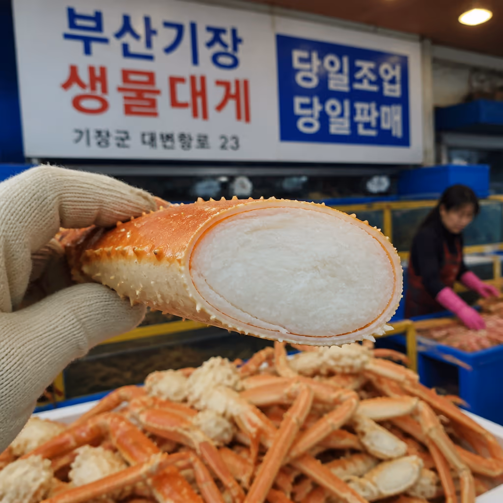금어기 D-7, 5월 마지막 수율 좋은 대게 라스트 스퍼트 — 현장 사진 2, 기장 청해왕대게 25년차 활어상 정영진 대표 촬영