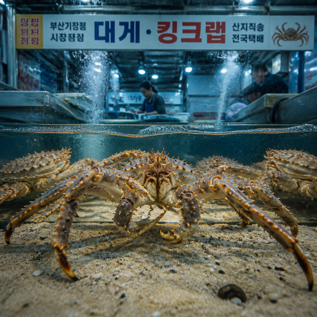 활대게 비수기 매장 수조 — 6월부터 9월 들어오는 활어 5종과 매일 다른 컨디션 — 현장 사진 3, 기장 청해왕대게 25년차 활어상 정영진 대표 촬영