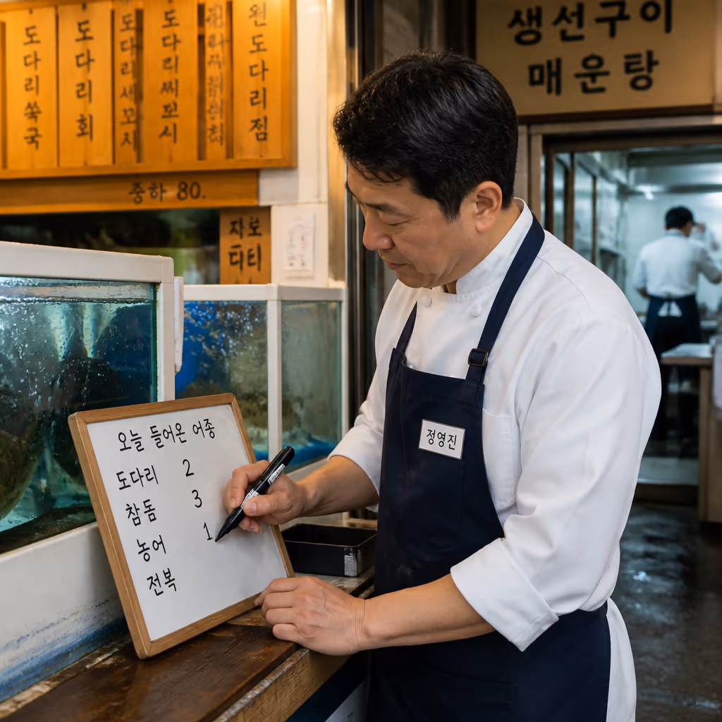 활대게 비수기 매장 수조 — 6월부터 9월 들어오는 활어 5종과 매일 다른 컨디션 — 현장 사진 4, 기장 청해왕대게 25년차 활어상 정영진 대표 촬영