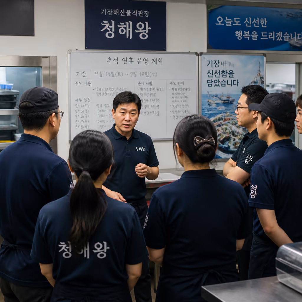 명절 D-14 예약 마감 · 작년 추석 폭주, 1박스도 안 빠뜨린 운영 노하우 — 갤러리 1, 기장 청해왕대게 현장 사진