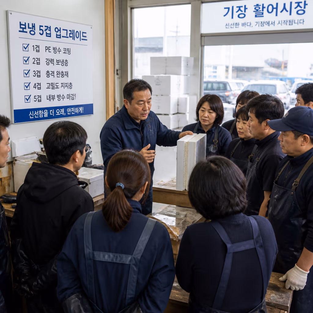 택배 보냉 박스 5겹 업그레이드 — 자체 측정에서 7℃ 초과 사례 발견, 5월부터 전면 강화 — 갤러리 5, 기장 청해왕대게 현장 사진