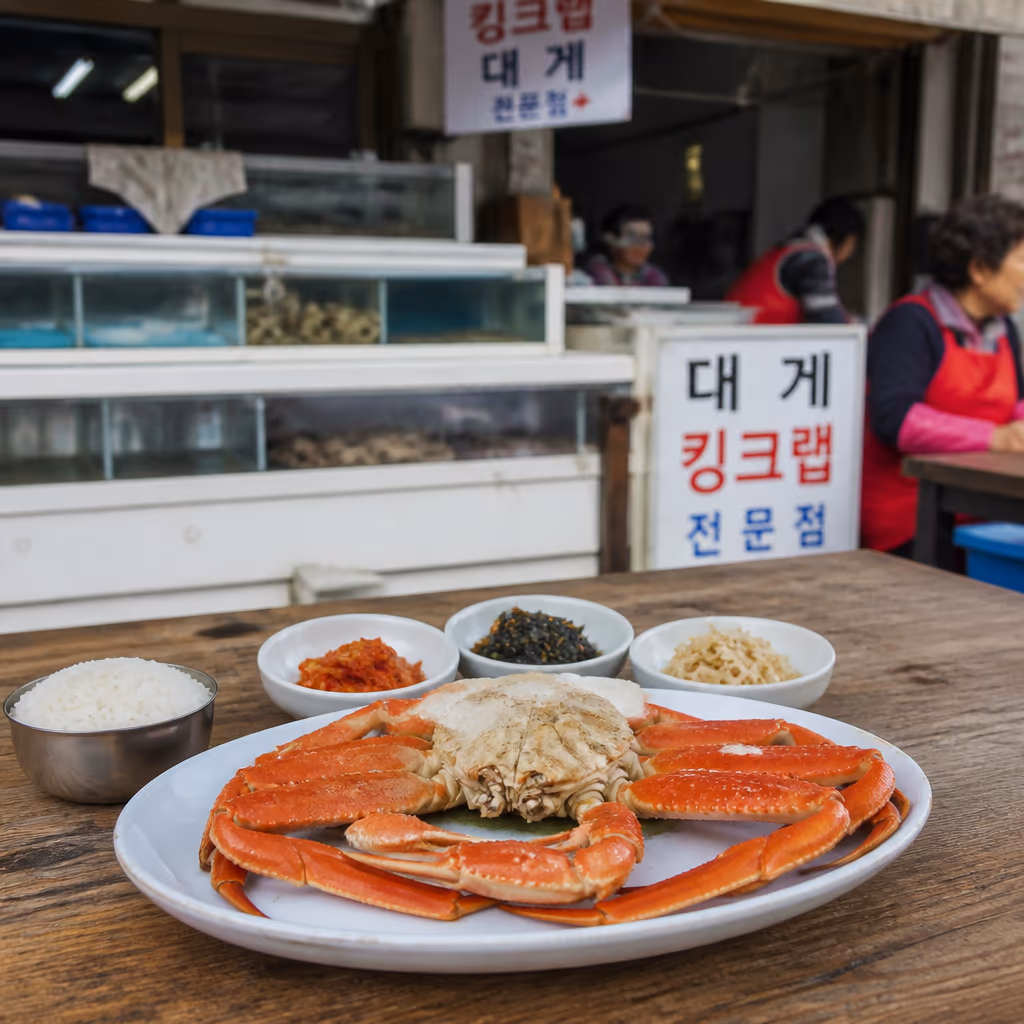 첫 주문 손님 80%가 1kg로 시작해 다음엔 2kg로 늘립니다 · 6개월 데이터 — 현장 사진 3, 기장 청해왕대게 25년차 활어상 정영진 대표 촬영