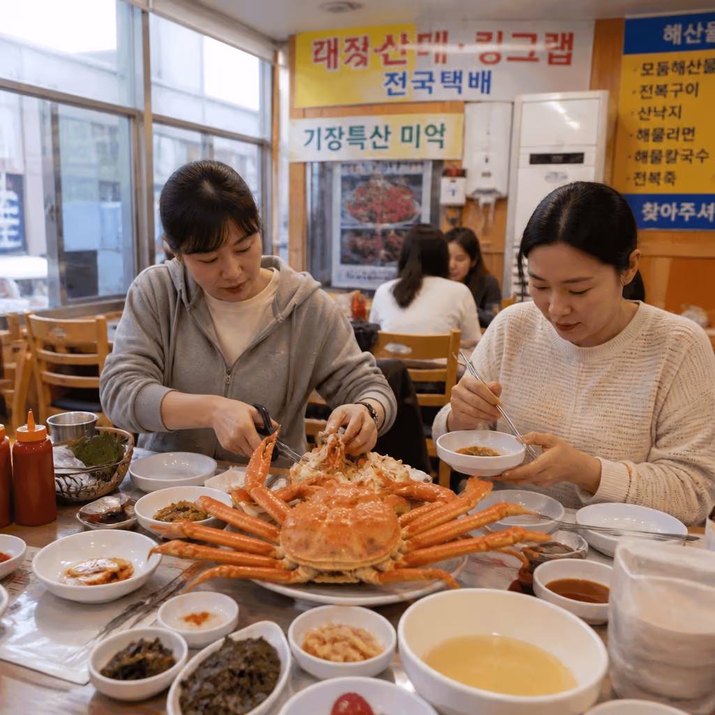 첫 주문 손님 80%가 1kg로 시작해 다음엔 2kg로 늘립니다 · 6개월 데이터 — 갤러리 1, 기장 청해왕대게 현장 사진