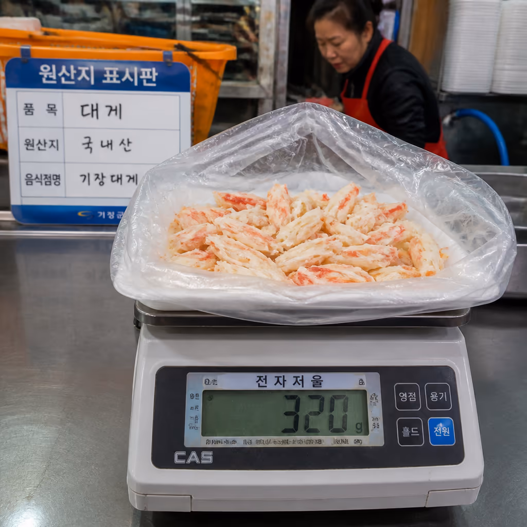 대게 vs 킹크랩 vs 홍게, 1kg에 살이 얼마나 들어있나 — 현장 사진 1, 기장 청해왕대게 25년차 활어상 정영진 대표 촬영