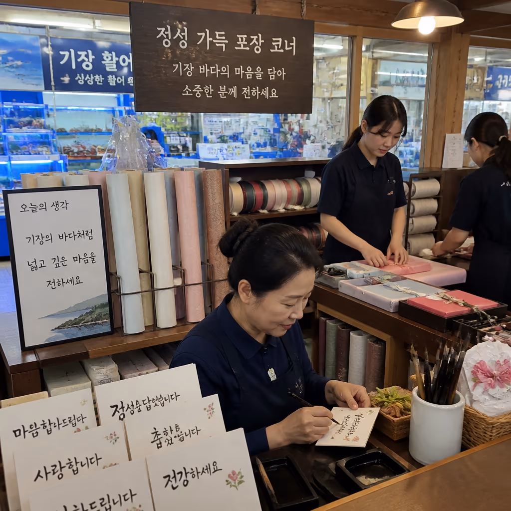 환갑·칠순 선물 박스 5년 변천사 · 손글씨 카드 디자인 30종 — 갤러리 3, 기장 청해왕대게 현장 사진