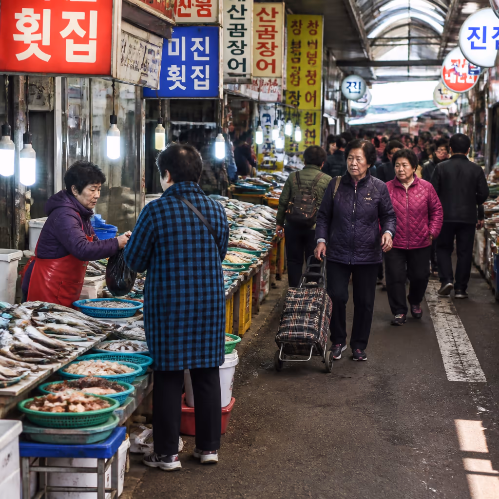 부산 기장시장 1박 2일 코스 · 외관·시장·맛집·숙소 (사장 직접 추천) — 현장 사진 1, 기장 청해왕대게 25년차 활어상 정영진 대표 촬영