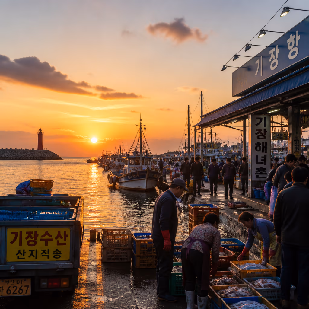 부산 기장시장 1박 2일 코스 · 외관·시장·맛집·숙소 (사장 직접 추천) — 현장 사진 2, 기장 청해왕대게 25년차 활어상 정영진 대표 촬영