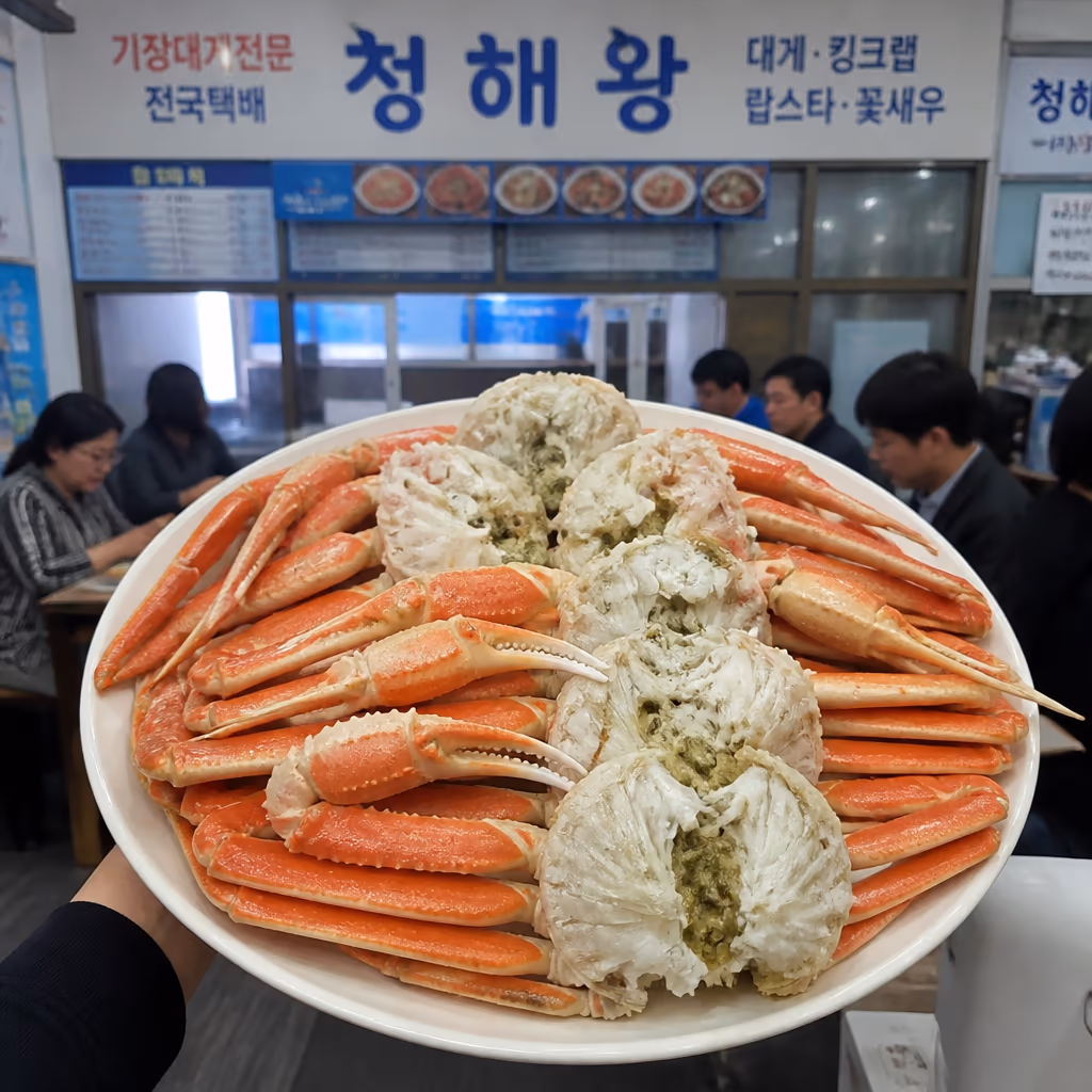부산 기장시장 1박 2일 코스 · 외관·시장·맛집·숙소 (사장 직접 추천) — 현장 사진 5, 기장 청해왕대게 25년차 활어상 정영진 대표 촬영