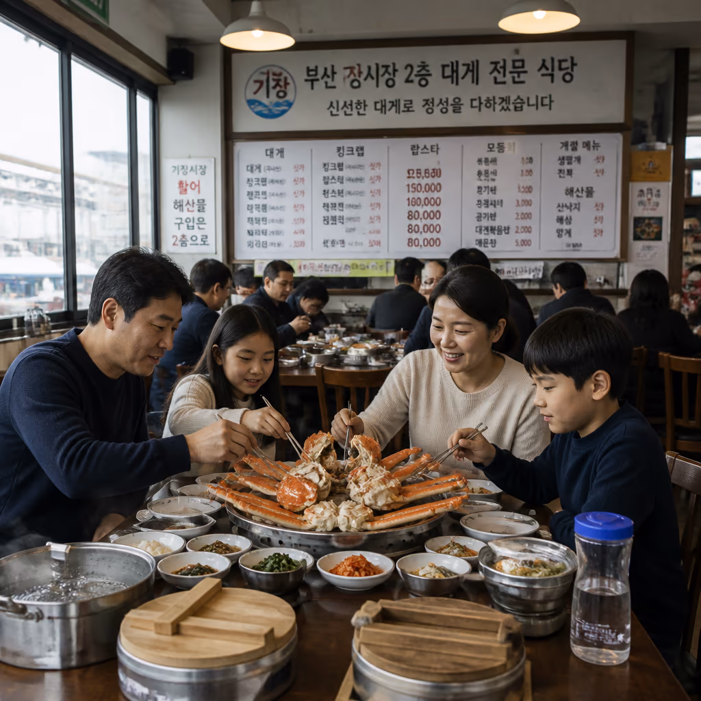 기장시장 대게 맛집 — 25년차 활어상이 매일 새벽 0단계로 들어가는 1층 활어 수조·2층 대형홀, 한 자리에서 보고·고르고·먹기까지 — 현장 사진 3, 기장 청해왕대게 25년차 활어상 정영진 대표 촬영