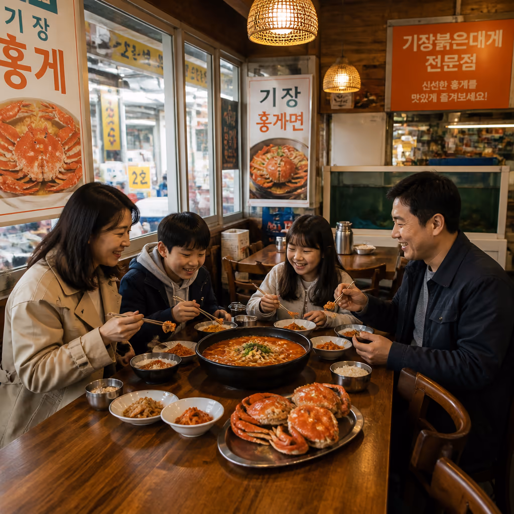 홍게 vs 대게 · 가을(9~11월)엔 홍게가 더 맛있는 이유, 영덕·울진 25년차 상식 — 갤러리 3, 기장 청해왕대게 현장 사진