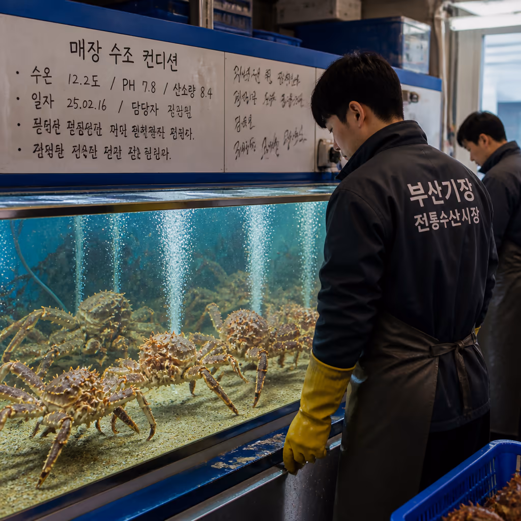 활킹크랩 종류 — 레드·블루·골든 3종 등껍질 돌기로 0.5초에 구별하기 — 갤러리 2, 기장 청해왕대게 현장 사진