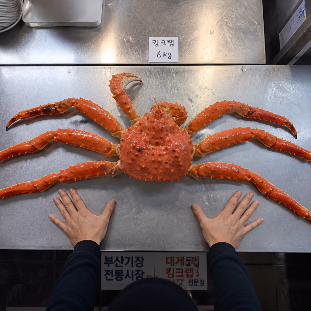 활킹크랩 찌는법 — 4kg 25분·5kg 32분·6kg 38분, 매장 25kg 찜기 30회 측정 데이터 — 현장 사진 3, 기장 청해왕대게 25년차 활어상 정영진 대표 촬영