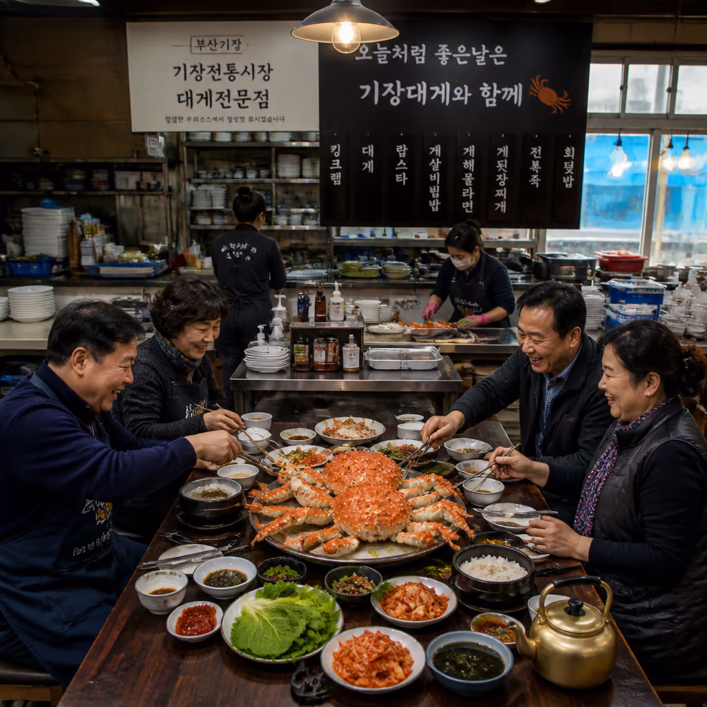 활킹크랩 찌는법 — 4kg 25분·5kg 32분·6kg 38분, 매장 25kg 찜기 30회 측정 데이터 — 갤러리 4, 기장 청해왕대게 현장 사진