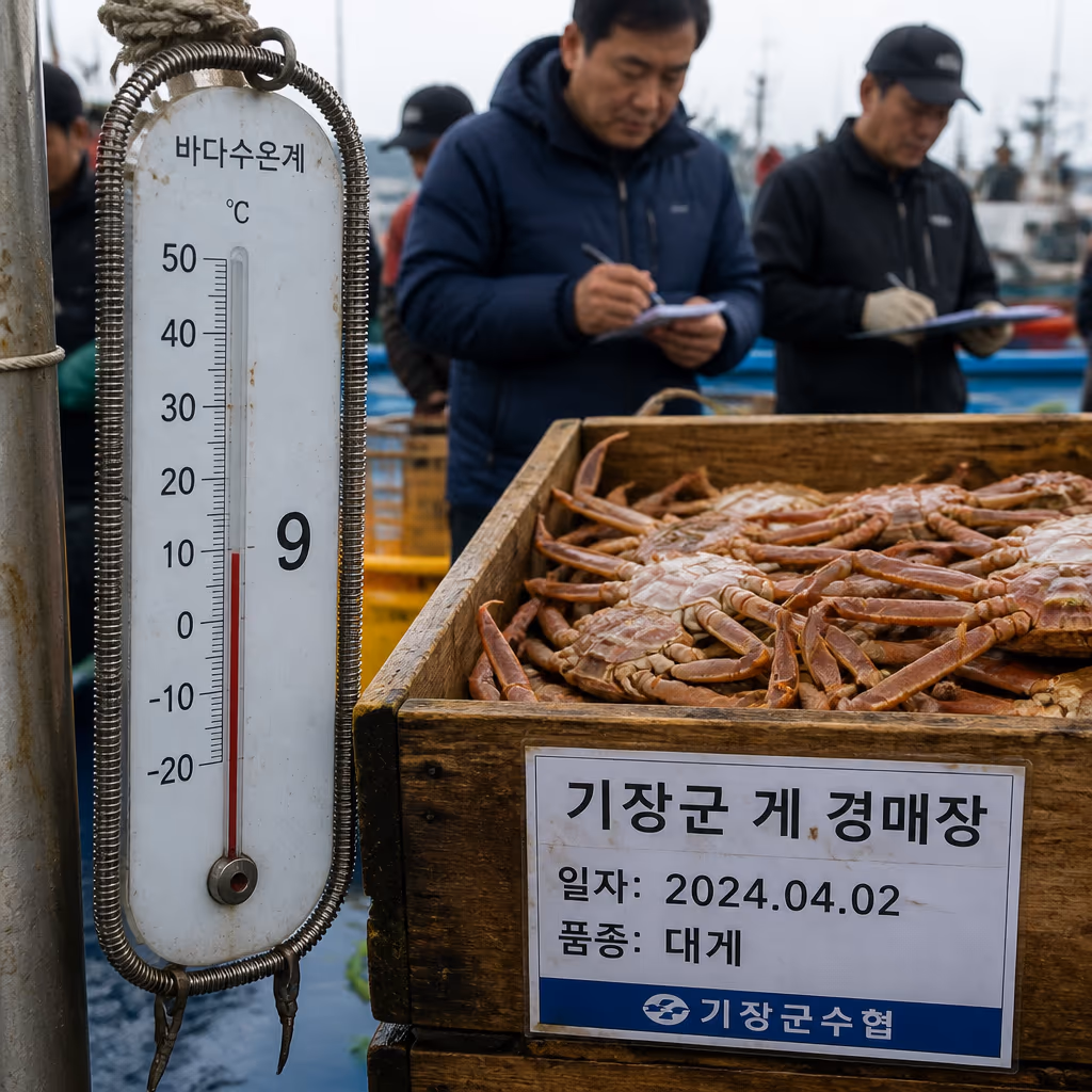봄철 대게가 1년 중 가장 맛있는 이유 — 수온·가식부·게장 데이터로 증명하는 3~5월의 가치 — 현장 사진 1, 기장 청해왕대게 25년차 활어상 정영진 대표 촬영