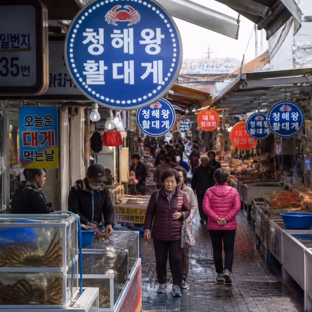 봄철 대게가 1년 중 가장 맛있는 이유 — 수온·가식부·게장 데이터로 증명하는 3~5월의 가치 — 갤러리 6, 기장 청해왕대게 현장 사진